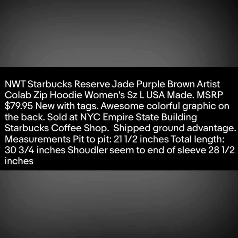 Starbucks Reserve Jade Purple Brown Artist colab zip hoodie size L unisex - Picture 7 of 7